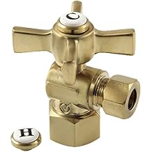 Kingston Brass CC43107ZX 1/2" FIP x 3/8" OD Comp Angle Stop Valve, Brushed Brass