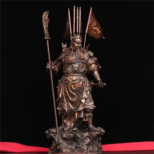 burid Pure Copper Chinese Feng Shui Guan Gong Statue God of Wealth Home and Office Decoration Wu God of Wealth Guan Yu Statue Best Furnishings Gifts, 15*13*32CM，2.5KG