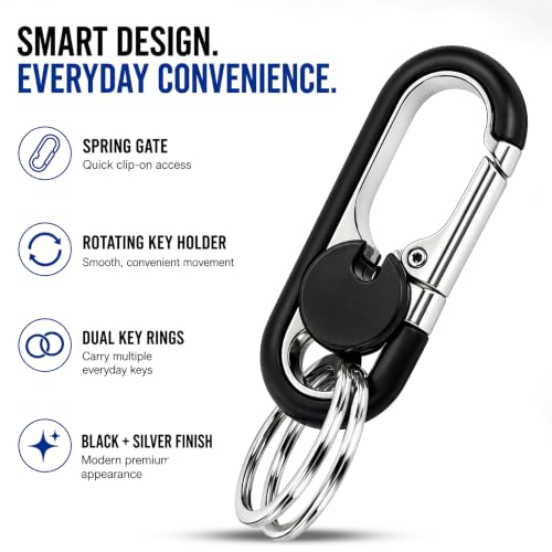Image of Storite Heavy Duty Metal Carabiner Keychain with Swivel Key Ring, Premium Key Holder for Car, Home & Office Keys