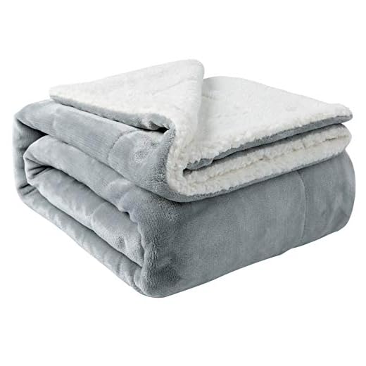 NANPIPER Sherpa Blanket Warm Blankets for Winter Super Soft Fuzzy Flannel Fleece/Wool Like Reversible Velvet Plush Couch Blanket Lightweight(Light Grey Throw Size 50"x60")