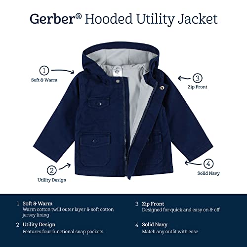 Image of Gerber Baby Hooded Cotton Twill Utility Jacket (Infant Toddler)