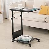 ☕ ꕤ[ Idéale pour toutes vos tâches ] ― Cette table d’ordinateur se déplace facilement d’une pièce à une autre – La table dispose de 4 roulettes rotatives à 360° avec freins bloquants
