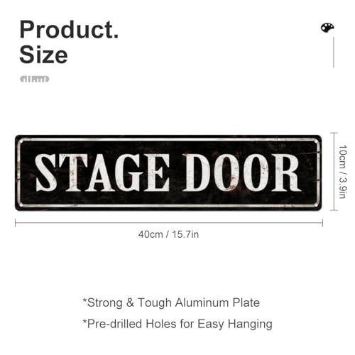 STAGE DOOR Plaque en métal rétro Décoration murale vintage pour maison, bar, café, affiche en métal 10,2 x 40,6 cm – vue 2
