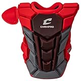 Champro Optimus Pro Plus Ergonomischer Brustschutz für Commotio Cordis mit Abnehmbarer Schulterkappe, 41,9 cm, Scharlachrot