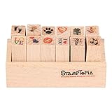  Ogquaton Sello de Goma de Madera de Dibujos Animados de Bricolaje 12 Piezas/Juego Conveniente y práctico