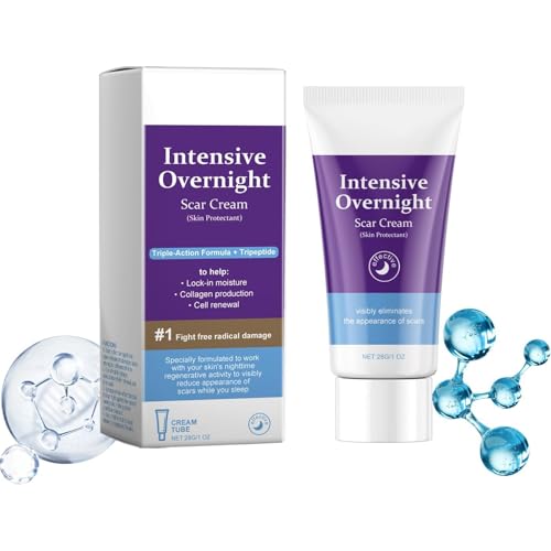 Intensive Overnight Scar Removal Cream - Scar Removal for Acne - Scar Healing Cream - Scar Cream for Face, C-Sections, Burns, Scalds, Acne, New and Old Scars - Natural Scar Gel Burn Scar Removal