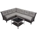 Pugire Outdoor Patio Sofas Conversation Sets - Wicker Patio Furniture Sectional Set with Deep Seatin
