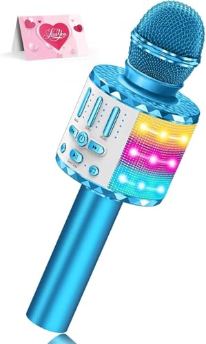 Avaxtt Micrófono Karaoke para Niños, Micrófono Infantil con Efectos Vocales y Luces LED, Niñas y Niños de 3-15 Años, Fiestas y Diversión en Familia