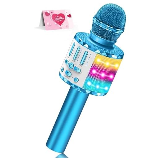 Avaxtt Micrófono Karaoke para Niños, Micrófono Infantil con Efectos Vocales y Luces LED, Niñas y Niños de 3-15 Años, Fiestas y Diversión en Familia