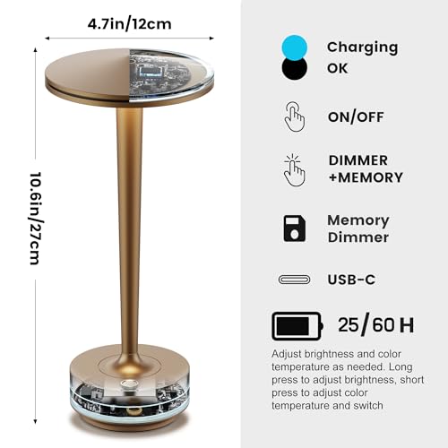 Tpczqj Cordless Rechargeable LED Table Lamp Set of 2 Bronze by Tpczqj - Used condition - Image 3