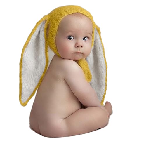 Image of BabyMoon Knit Big Rabbit Ears Baby Kids Cap Hat | Baby Photoshoot Props | 0 to 2 Months |