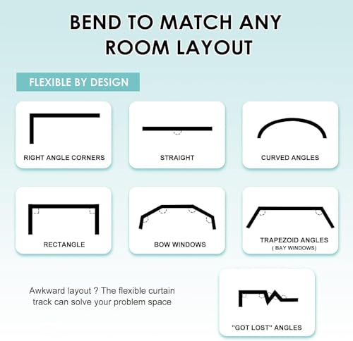 M.J COMFY-LIFE 3 Meter Bendable Curtain Track, Flexible Ceiling and Wall Mount Curtain Rail for Bay Windows, RV, Room Divider, and Shower Curtains - Image 2