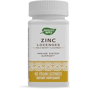 Nature’s Way Zinc Lozenges with Vitamin C & Echinacea, Zinc Supplements for Men and Women, Immune Support*, Wild Berry Flavor, 60 Lozenges (Packaging May Vary)