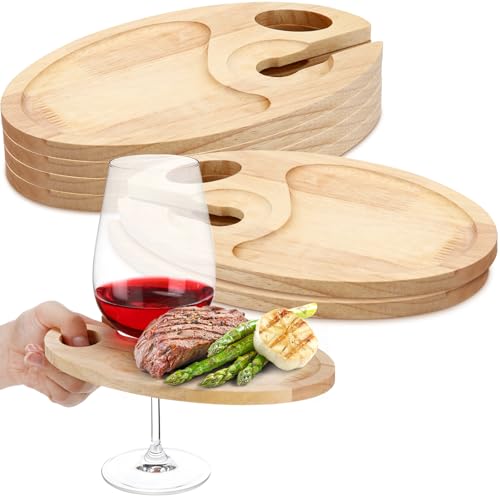 SiliFine 6 Pcs Wine Appetizer Plates with Wine Glass Holder