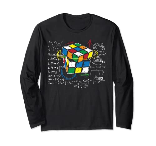 Cube Magic with Math Equations Retro Nerdy Rubik Long Sleeve T-Shirt