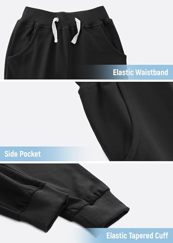 JOKHOO Pacote com 3 calças de moletom para meninos, de algodão, com cordão, para crianças e meninos,