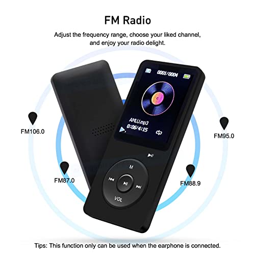 Mp3 Player 32Gb With Speaker Earphone Portable Hifi Lossless Sound Mp3 Mini Music Player Voice Recorder E-Book Hd Screen 1.8 Inch Black Support Up To 128Gb #TOP2