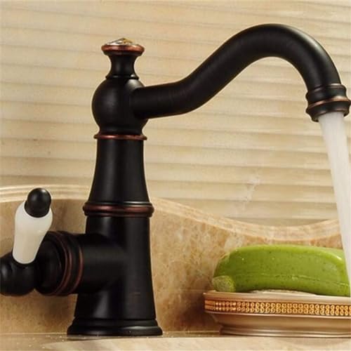 Robinet de lavabo mitigeur eau chaude et froide en laiton style ancien pour évier
