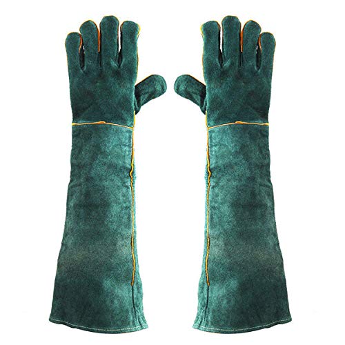 WnewTools 60cm Electric Welding Gloves Leather Gear Mitten Long Heat Protect Warm