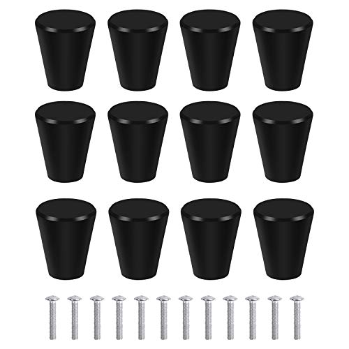 AvoDovA 12PCS Negro Pomos de Cajón, 20mm Mate Pomos de Armario, Tiradores de Muebles, Pomos de Aleación Aluminio, Pomos Muebles con Tornillos, Pomos de Puertas, Pomos para Gabinete Cajones Cocina