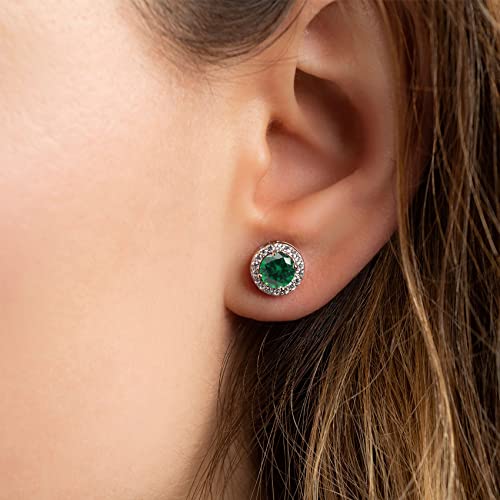 Silver Earrings for Women - Sterling Silver Earrings Diamond Stud Earrings, Round/Teardrop/Heart/Square Cubic Zirconia Earrings | Dainty Bridal Diamante Halo Earrings Jewelry for Brides Bridesmaids - Image 5