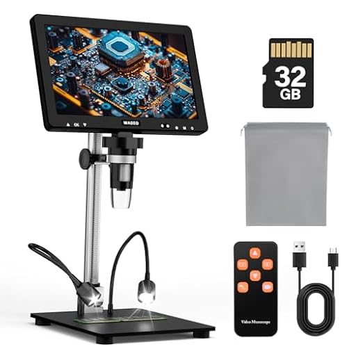 WADEO Microscopio Digital LCD de 10,1 Pulgadas con Aumento de 1500x, Incluye Tarjeta de 32 GB, microscopio Digital USB con 8 LED, Compatible con MacOS y Windows, para Reparaciones y demá | Ya disponible en tu tienda friki favorita! En mundofriki.es!