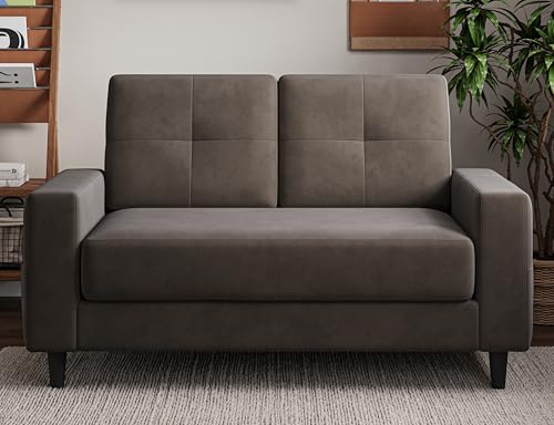 Txtin’s Loveseat Sofa 53″ Small Couches for Small Spaces 2 Seater Mini Couch for Bedroom Comfy Modern Love Seat for Apartment Office Living Room Brown