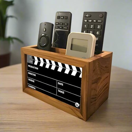 Image of Nutcase Wooden Remote Stand | Teak Wood Remote Holder For Living Room, Bedroom, Tv And Ac | Stationary Organizer | Ideal For Home & Office - Filmy Design - 6x4 Inches (MADE-IN-INDIA), Black