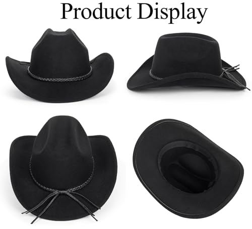 Xuoaz Western Cowboy Hat For Men Women Classic Roll Up Fedora Hat With Buckle Belt thumb #4