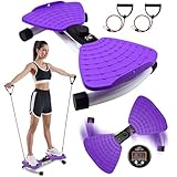 Nereusfwater Waist Twister Machine, 330 lbs Capacity, Noiseless Anti-Slip Twist Board with Resistance Bands, Adjustable Tension Knob & Foot Massage, Digital Display Tracks Time, Reps & Calories, Home Core Trainer for Men & Women (purple，with a display screen)