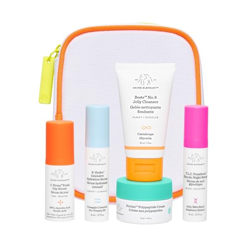 Drunk Elephant The Littles Kit - 5 Travel-Friendly A.M. and P.M. Essentials - Clean Clinical Skincare - Cruelty-Free - Dermatologist-Tested - Free of Essential Oils Silicones and Fragrance