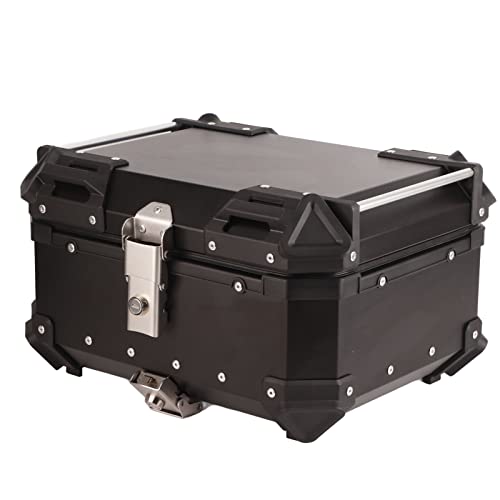 Étui à bagages pour moto en aluminium noir étanche avec système de verrouillage sécurisé
