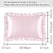 HommxJF Blush Pink Satin Ruffled Pillow Cases for Hair and Skin,Blush Pink Silk Pillowcases Standard Set of 2 with Envelope Closure Princess Room Decoration