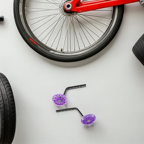 Ruedas de Entrenamiento para Bicicleta con Ruedas Auxiliares Destellantes, Soporte Estabilizador Resistente con Soportes de Acero Púrpura, Reducción de Ruido para Seguridad y Equilibrio de Bicicleta miniatura 6