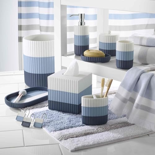 Izod - Bath Mat, Cotton Bath Rug with Non-Skid Latex Backing, Striped Bathroom Decor, Dorm Room Essentials (Clubhouse Blue, 20" x 32") by IZOD - Image 6