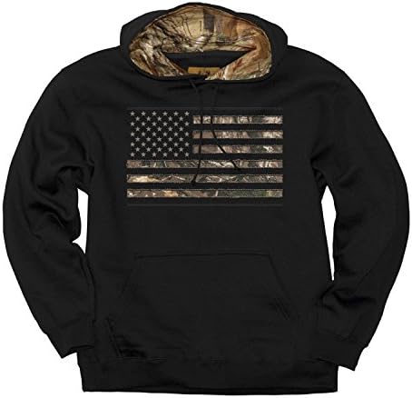 Buck Wear Camo Stars & Stripes Hoodie, Camo Edge/Black, XL