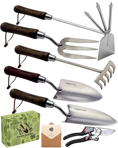 Set de herramientas para jardín 6 piezas acero inoxidable