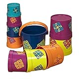 B. toys – Stacking Cups – 10 pcs – Colorful Nesting Cups – Bath & Backyard – Stackable Learning Toy – Toddler, Kids – Bazillion Buckets – 18 months +