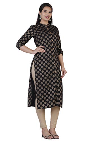 Image of Women's Rayon Straight Kurta (GF-014 Black S)