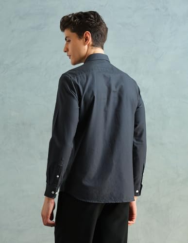 Image of Arrow Sport Solid Slim Fit Cotton Shirt for Men - Full Sleeve Mens Casual Shirts