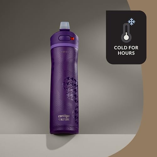 Image of Contigo x Ally Love Ashland Chill 2.0, Stainless Steel, Spill Proof Water Bottle with AutoPop Easy Lean Lid, BPA Free, 24oz, Violet