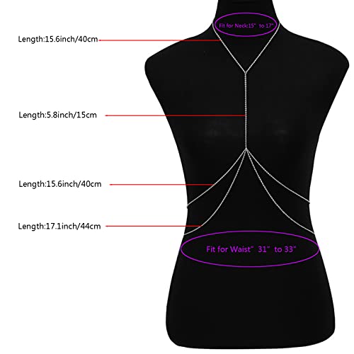 Stainless Steel Silver Body Chains For Women Sexy Simple Crossover Full Body Jewelry For Bikini Swimsuit Wedding Accessories (Simple Two Small Rings) #TOP6