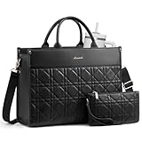 LOVEVOOK Laptop Tote Bag for Women with Large Cup Holder, 15.6 Inch PU Leather Work Bag Teacher Tote Bag, Waterproof Bag for School with Zipper, Computer Messenger Bags Business Office