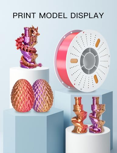Image of PINBALL Silk PLA 3D Printer Filament 1.75mm Shiny Silk Tricolor Filament 3D Printing PLA Filament Dimensional Accuracy + /- 0.02mm 1 KG Silk Golden-Purple-Red