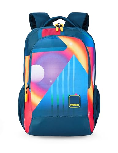 American Tourister Quad 3.0 Style 01 | 33.5L Backpack | School Bag | 3 Compartments | School & College Backpack for Girls and Boys | Spacious Interior