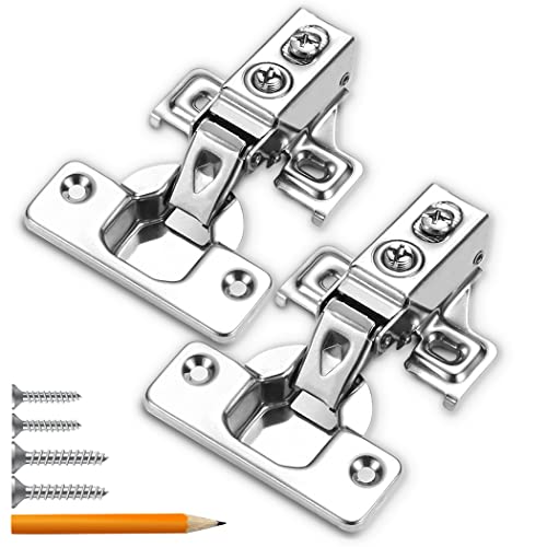 50 Pack Cabinet Hinges, Soft Close Hinges For 1/2" Overlay Kitchen Cabinet Door Hinges, 105 Degree Opening Angle, Stainless Concealed Cupboard Hinges With Screws, Positioning Pencil And Manual #TOP9
