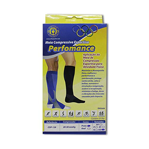 Meias Compressivas Esportivas Performance, Ortho Pauher, Preto, GG