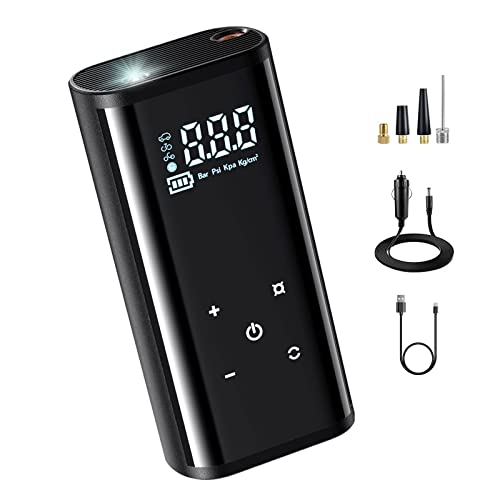 HITJOY Tire Inflator Air Compressor 6000mA Battery &12V DC 150 PSI Cordless Portable Tire Pump Dual-Power Supply Auto Shut Off Super Fast Inflate for Car Bike Motor
