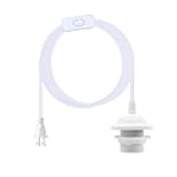 Plug in Pendant Light Socket Kit - 15Ft Hanging Light Lantern Cord Lamp Kit, E26/E27 Bulb Socket Extension Cord with On/Off Switch, Socket Rings, White