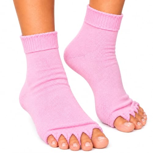 Image of Vn care Alignment Socks for Women & Men | Toe Separator for Pain Relief | Plantar Fasciitis Support | Stretch Five-Toe Design for Improved Comfort & Natural Toe Spacing | 1 Pair (baby pink, 1 Pair)